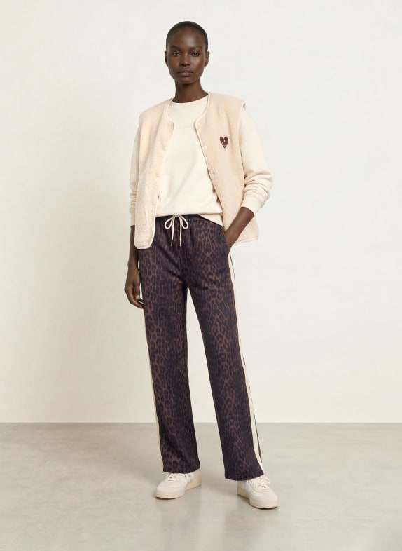 OH APRIL Trackpants KAEL met galonstrepen MARRON FONCÉ / CRÈME / ZWART