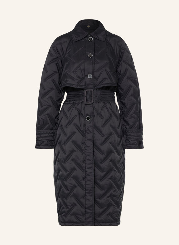 EMPORIO ARMANI Prošívaný kabát s odnímatelnou kapucí ČERNÁ