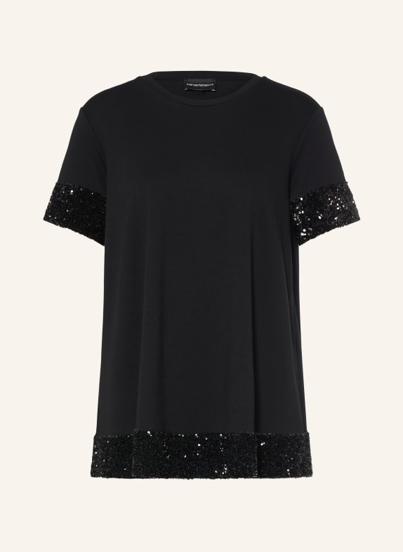 EMPORIO ARMANI Jersey blouseshirt met pailletten ZWART