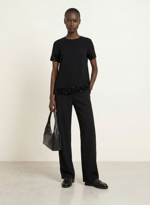 EMPORIO ARMANI Jersey blouseshirt met pailletten ZWART