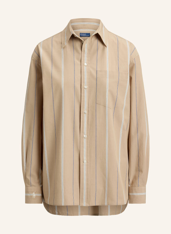 POLO RALPH LAUREN Hemdbluse BEIGE / DUNKELBLAU / WEISS