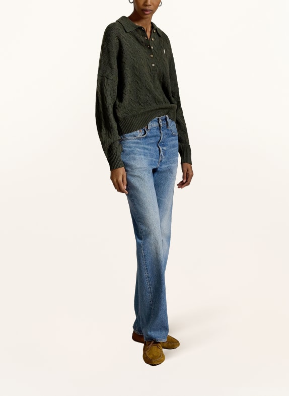 POLO RALPH LAUREN Stickad pikétröja MÖRKGRÖN