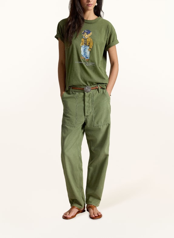 POLO RALPH LAUREN T-shirt OLIVE / LIGHT BROWN / BLUE