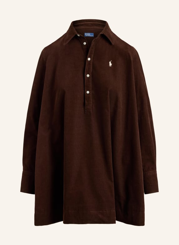 POLO RALPH LAUREN Blousejurk van corduroy MARRON FONCÉ / ECRU