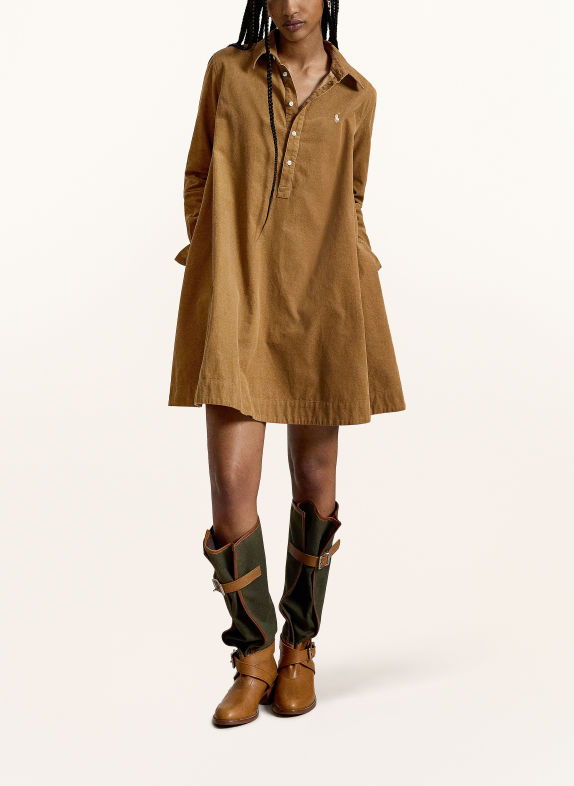 POLO RALPH LAUREN Corduroy shirt dress COGNAC