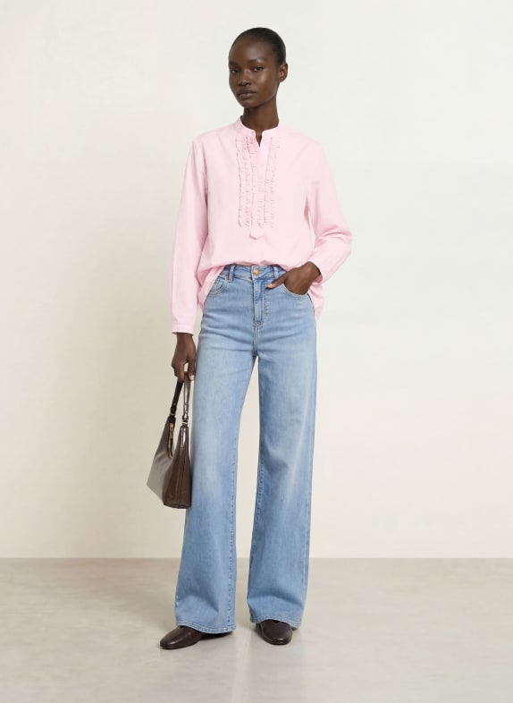 lilienfels Zijden blouseshirt met ruches ROZE