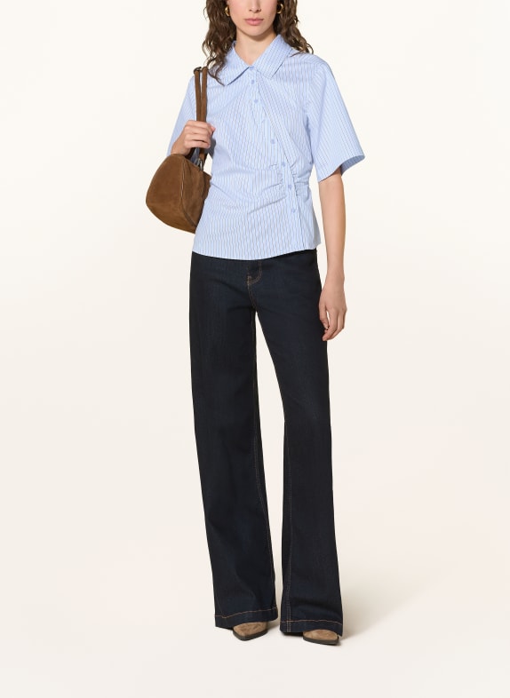 NEO NOIR Overhemdblouse HAZELL LICHTBLAUW / KAKI / WIT
