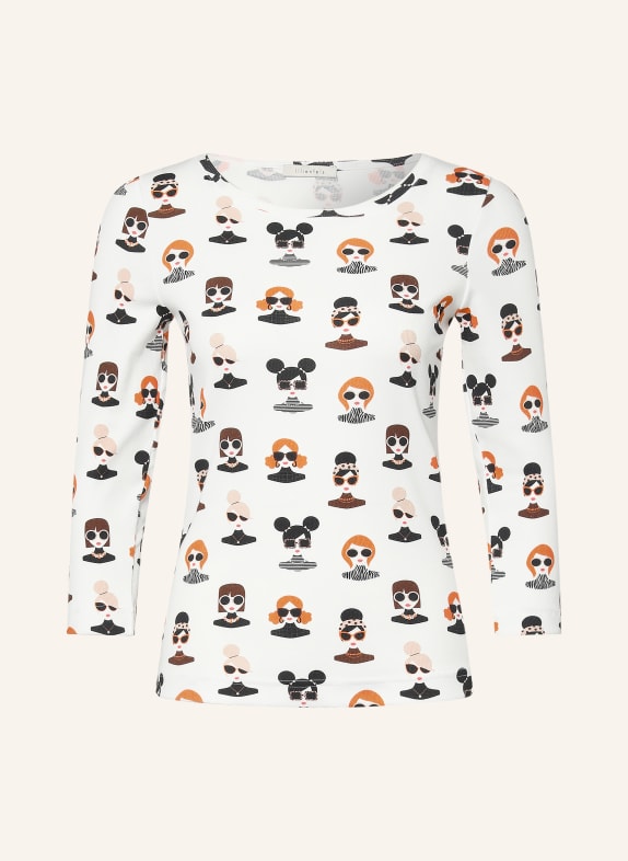 lilienfels T-shirt med 3/4-ärmar VIT / BRUN / ORANGE