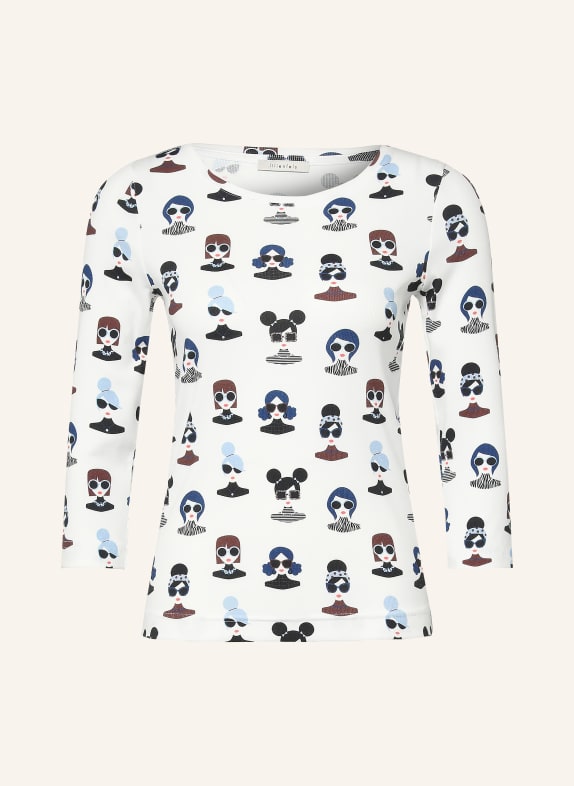 lilienfels Shirt with 3/4 sleeves WHITE / BROWN / BLUE
