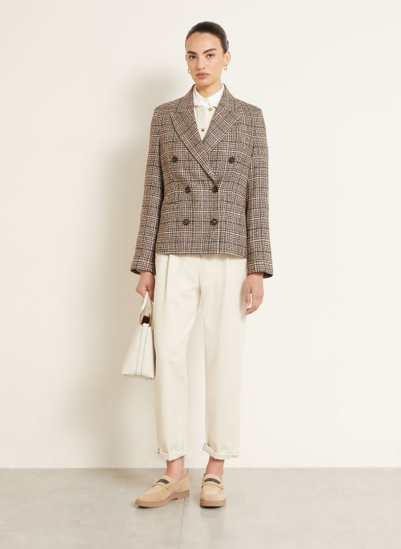 BRUNELLO CUCINELLI Blazer en alpaga MARRON / CRÈME / NOIR