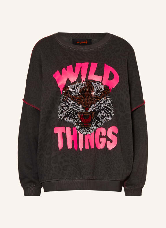 miss goodlife Sweatshirt oversize orné de strass GRIS FONCÉ / ROSE FUCHSIA FLUO / NOIR