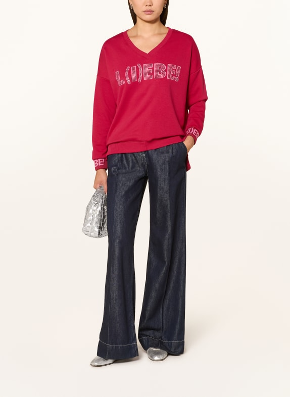 miss goodlife Sweatshirt met sierstenen ROOD / ROZE