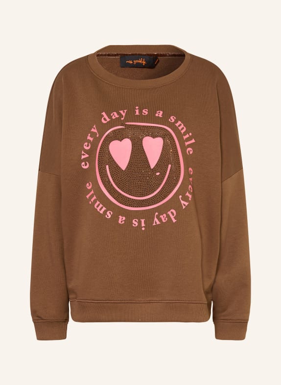 miss goodlife Sweatshirt oversize orné de strass MARRON / ROSE