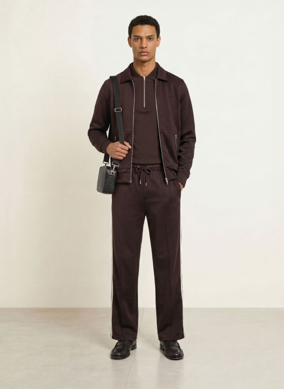 FRED PERRY Piqué polo shirt DARK BROWN