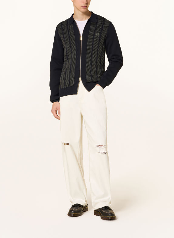 FRED PERRY Strickjacke SCHWARZ / HELLGRÜN