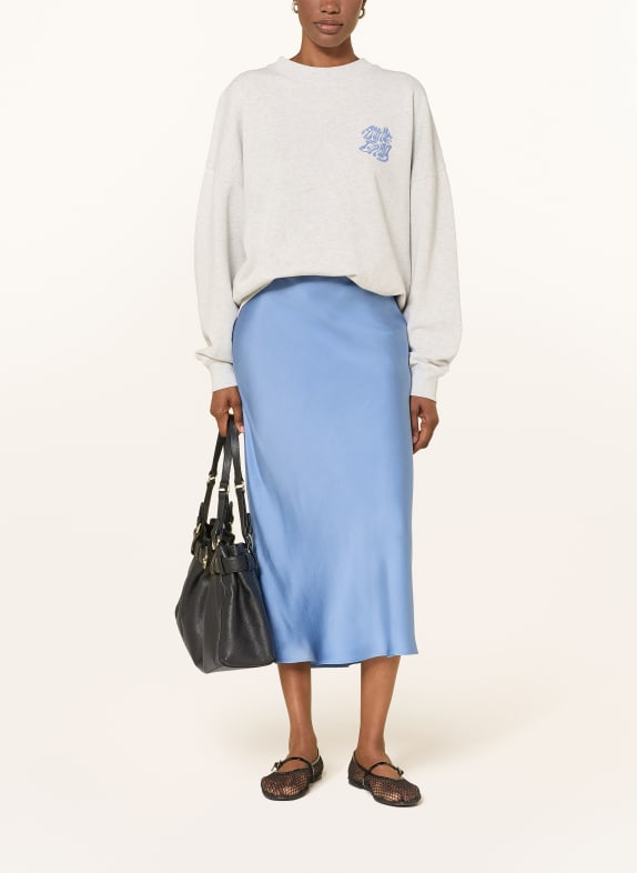 ANINE BING Satijnen rok BAR van zijde BLAUW