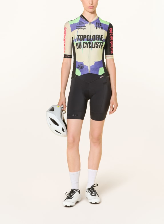 CAFÉ DU CYCLISTE Cyklistický dres BERGIDA TOPOLOGIE MÁTOVÁ / FIALOVÁ / ČERNÁ