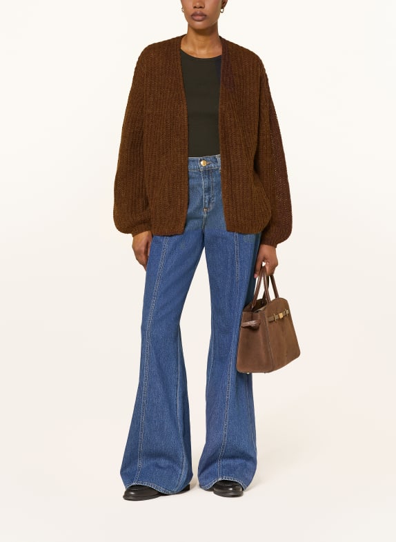 lilienfels Gebreid openvallend vest met alpaca MARRON FONCÉ