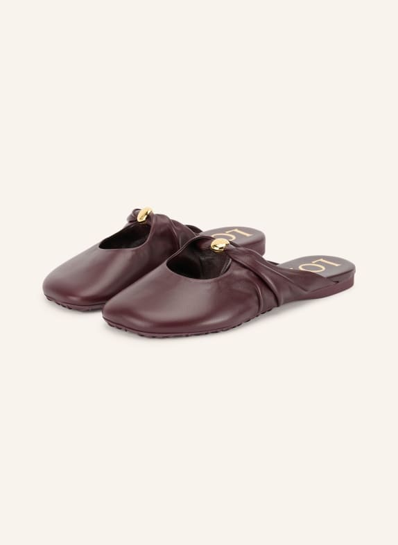 LOEWE Muiltjes PEBBLE SOFT DONKERROOD / GOUD