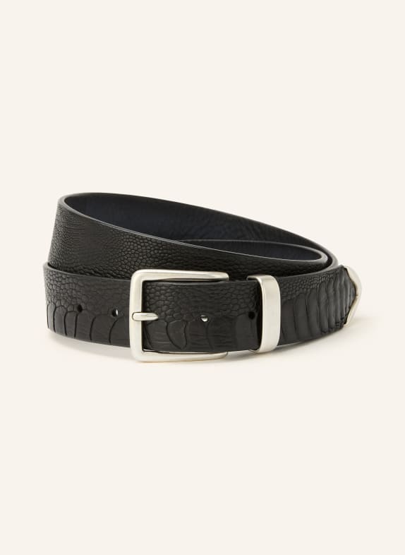 POST & CO Leren riem ZWART / ZILVER
