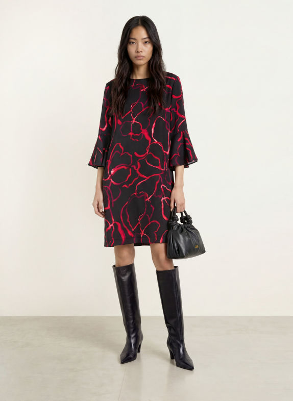 Joseph Ribkoff Robe à manches 3/4 NOIR / ROUGE