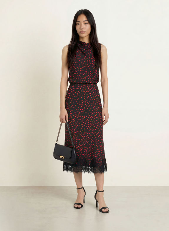 Joseph Ribkoff Rok met kant ZWART / FUCHSIA