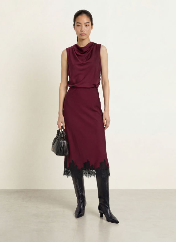 Joseph Ribkoff Rok met kant FUCHSIA / ZWART