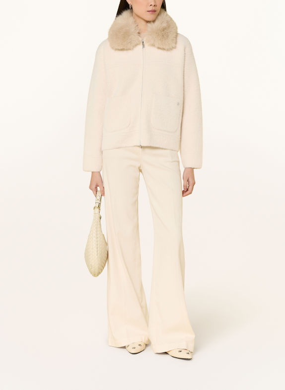 Joseph Ribkoff Jas met afneembare kunstbontkraag CRÈME / BEIGE