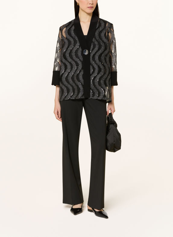 Joseph Ribkoff Jacket with glitter yarn and 3/4 sleeves BLACK / SILVER