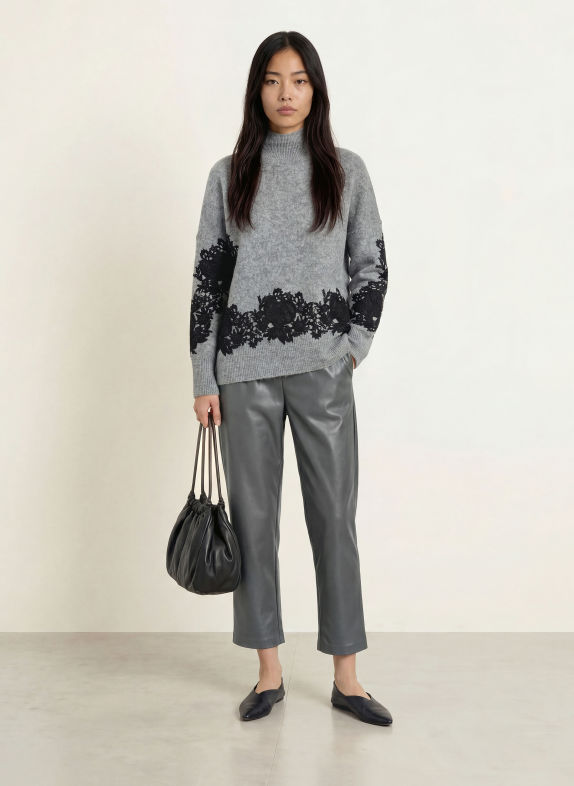 Joseph Ribkoff Leather-look trousers GRAY