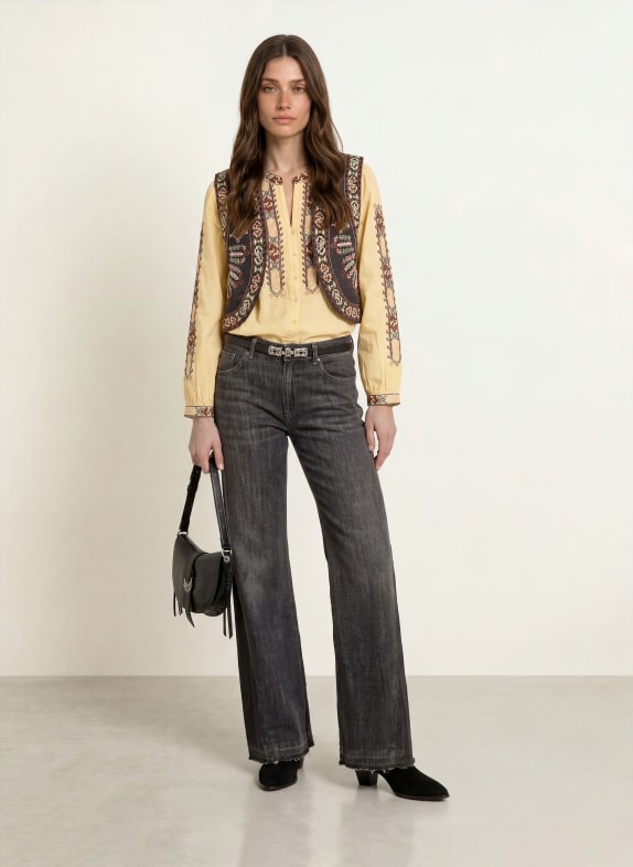 ba&sh Weste FOSCA SCHWARZ / CREME / DUNKELROT