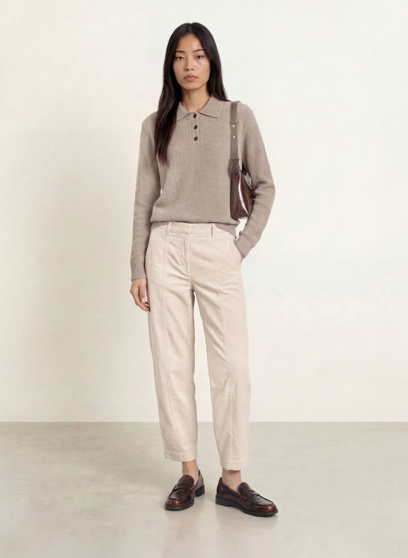 Marc O'Polo Gebreid poloshirt TAUPE