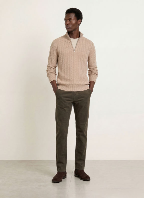 STROKESMAN'S Pull col zippé BEIGE