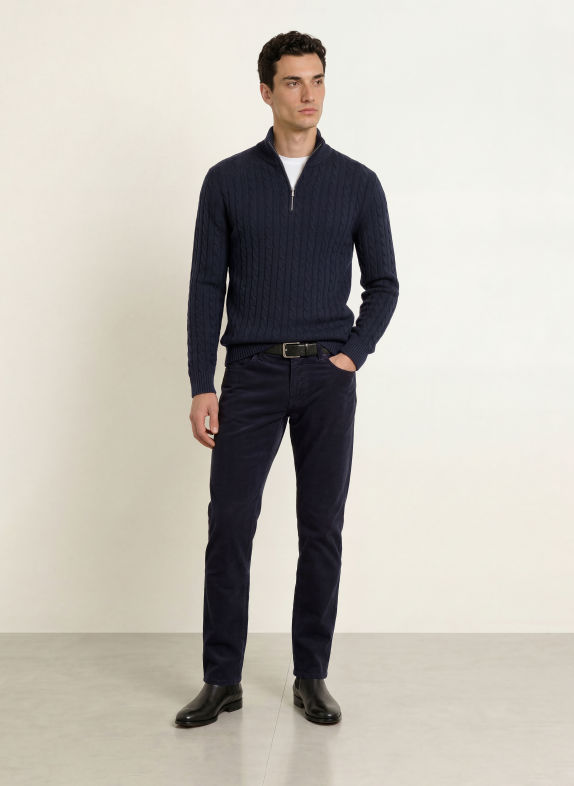 STROKESMAN'S Pull col zippé BLEU FONCÉ