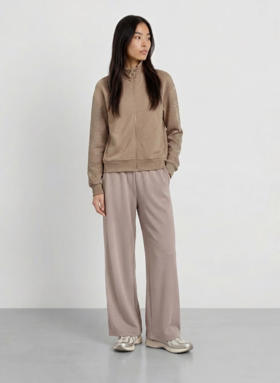 EA7 EMPORIO ARMANI Sweatvest met sierstenen BEIGE