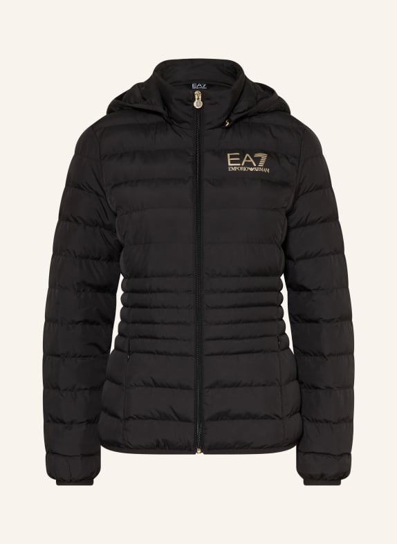 EA7 EMPORIO ARMANI Quilted jacket with detachable hood BLACK / GOLD