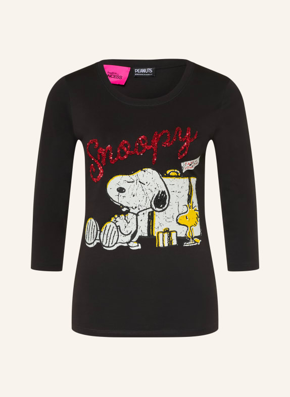 FrogBox Shirt with 3/4 sleeves and sequins BLACK / DARK RED / YELLOW