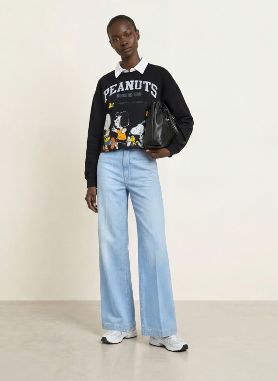 FrogBox Sweatshirt met pailletten ZWART / ECRU / GEEL