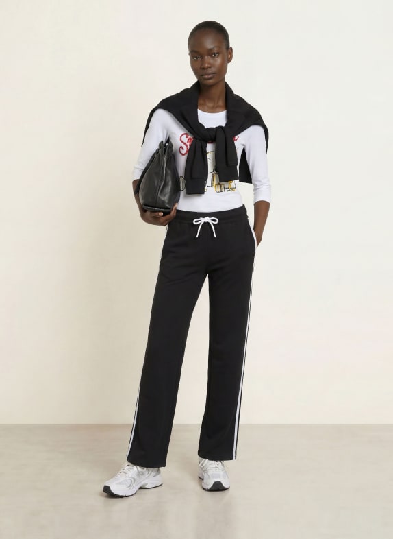 FrogBox Sweatpant met galonstrepen ZWART / WIT