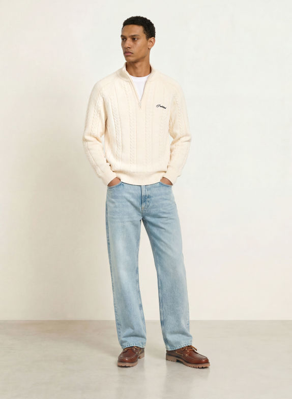 PROHIBITED Half-zip sweater ECRU