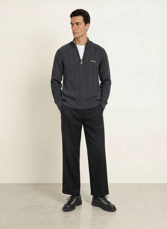 PROHIBITED Half-zip sweater DARK GRAY