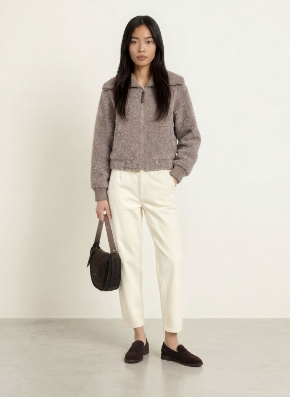 Marc O'Polo Jas van teddybont TAUPE