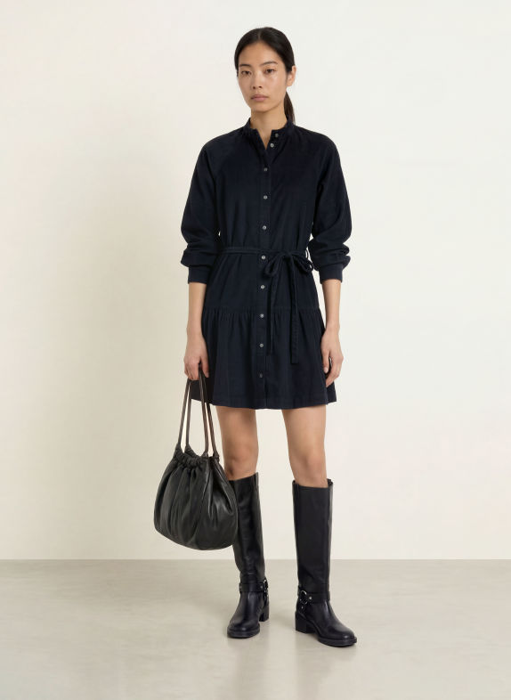 Marc O'Polo Robe en velours côtelé BLEU FONCÉ