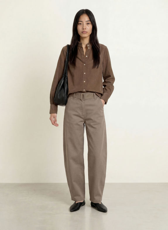 Marc O'Polo Blouse en velours côtelé à volants TAUPE