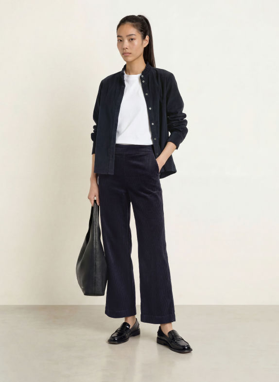 Marc O'Polo Blouse en velours côtelé à volants BLEU FONCÉ