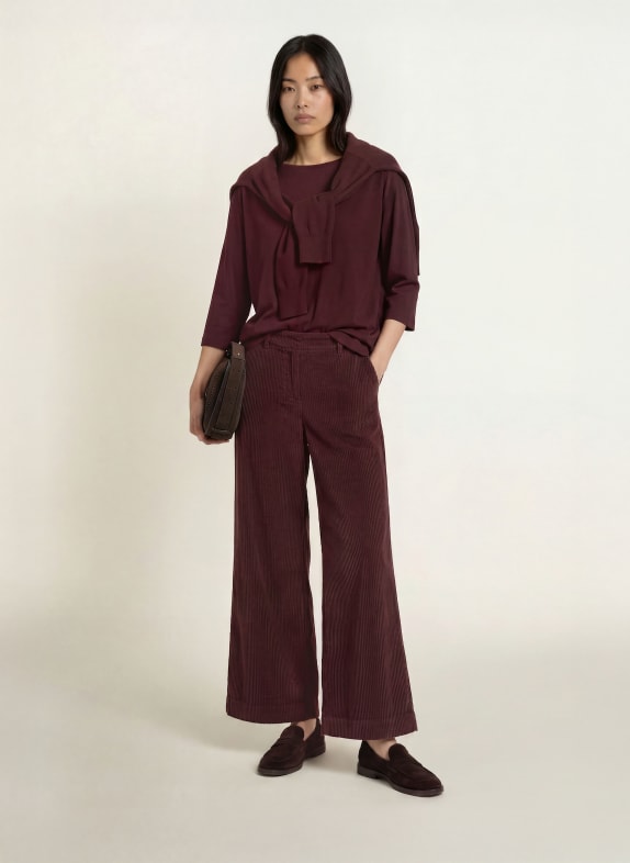 Marc O'Polo Shirt met 3/4-mouwen MARRON FONCÉ