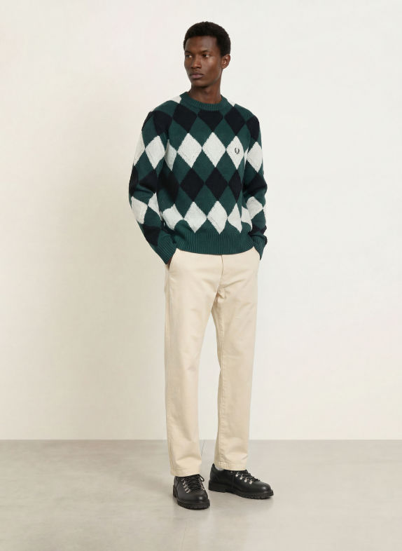 FRED PERRY Trui DONKERGROEN / WIT / ZWART