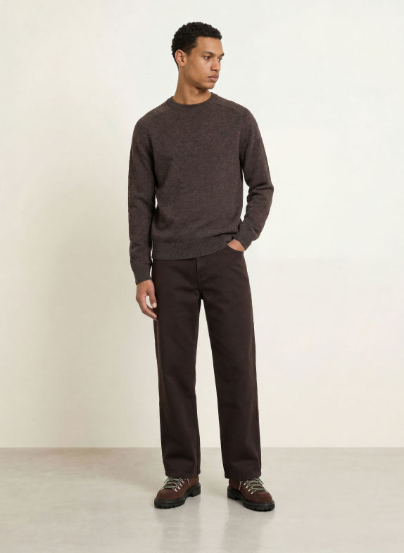 FRED PERRY Trui van merinowol MARRON FONCÉ