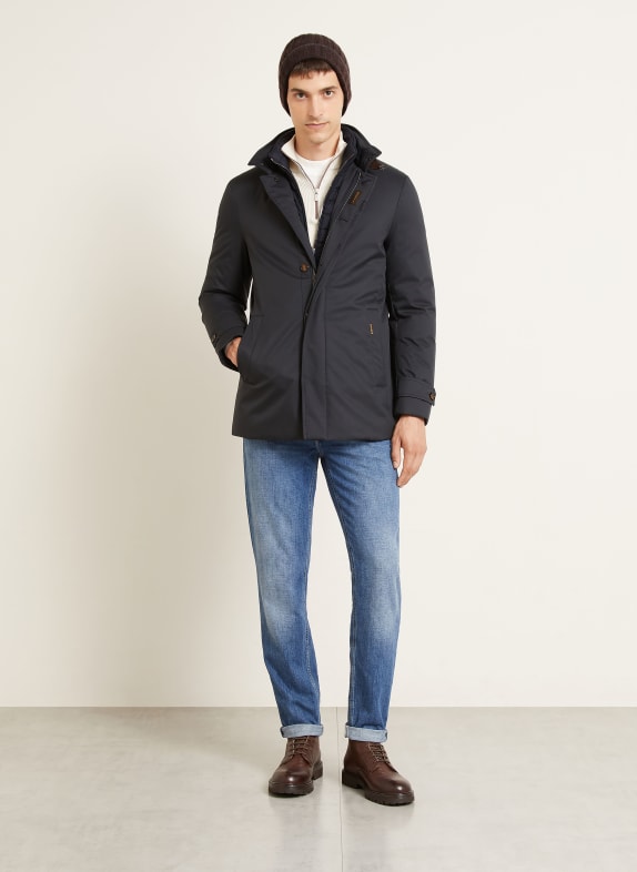 MOORER Donsmantel REIS met afneembare kraag DONKERBLAUW