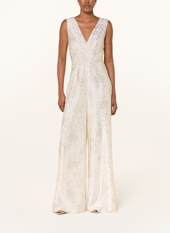 TALBOT RUNHOF Jumpsuit met glittergaren CRÈME / ZILVER